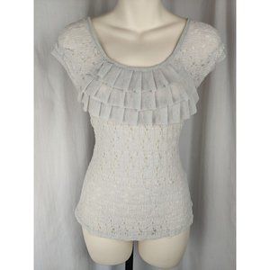 SUN LIGHT Sunlight ruffle Crochet Gray Knit Top S